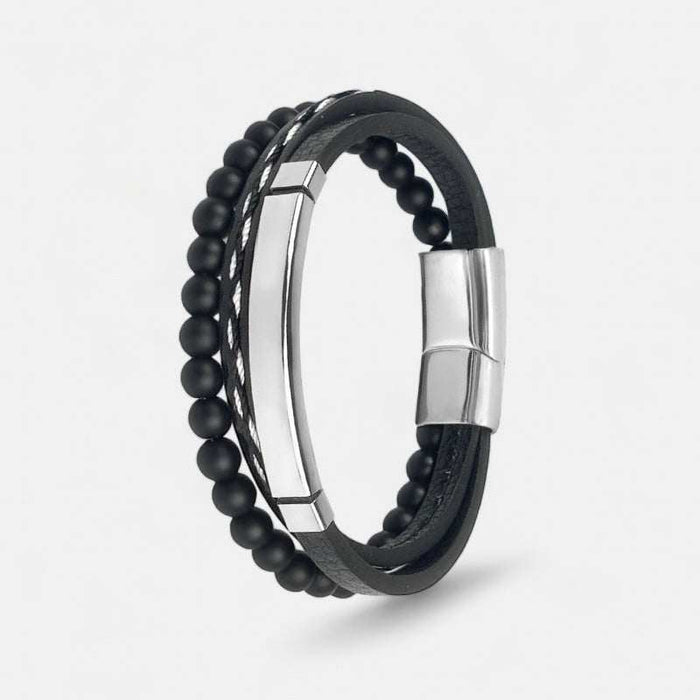 Stainless steel stone bracelet - AntoniosClothing - Red design 1