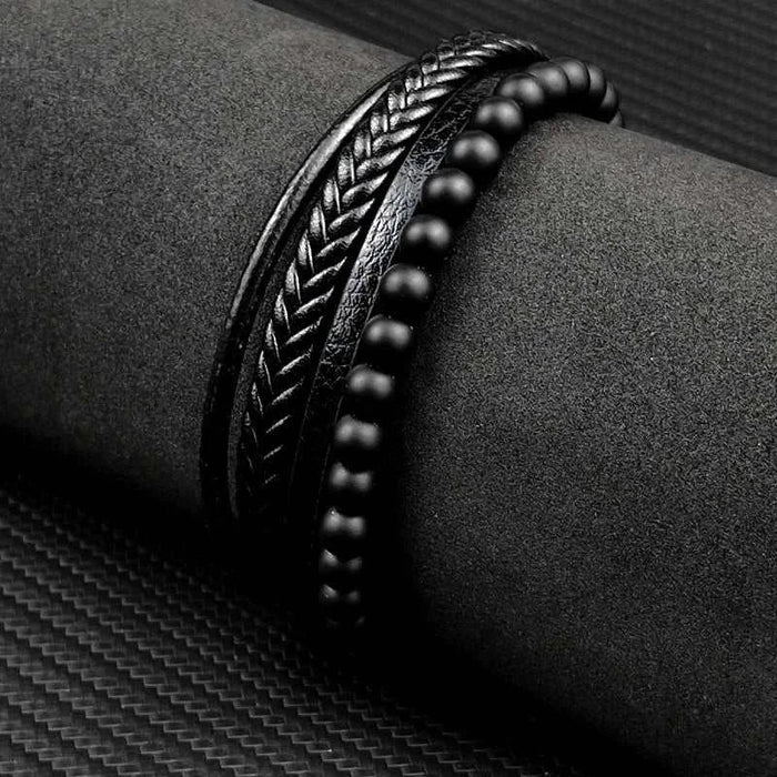 Stainless steel stone bracelet - AntoniosClothing - Red design 1