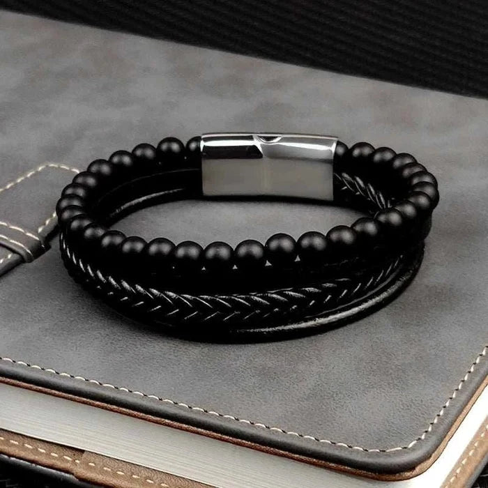Stainless steel stone bracelet - AntoniosClothing - Red design 1