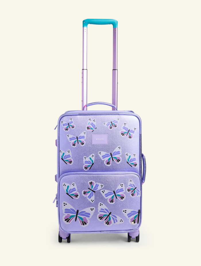 State Bags - Logan Carry-On Suitcase - 3D Metallic Butterfly