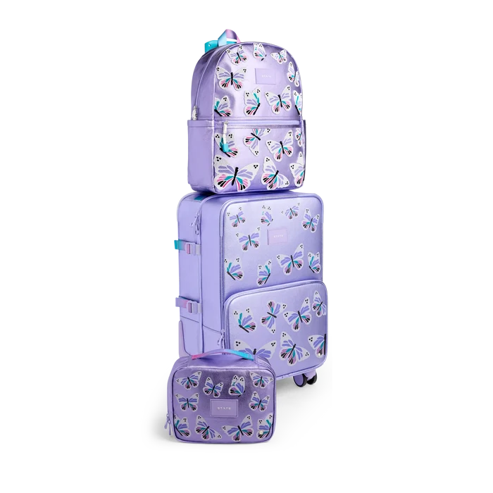 State Bags - Logan Carry-On Suitcase - 3D Metallic Butterfly