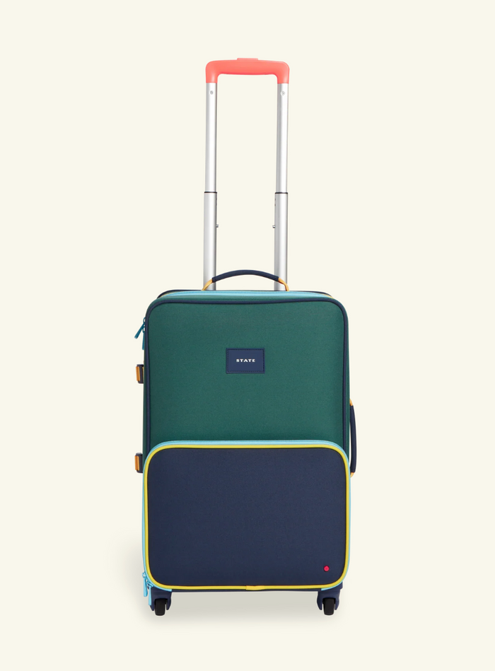 State Bags - Logan Carry-On Suitcase - Green/Navy Colorblock