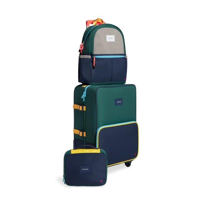 State Bags - Logan Carry-On Suitcase - Green/Navy Colorblock
