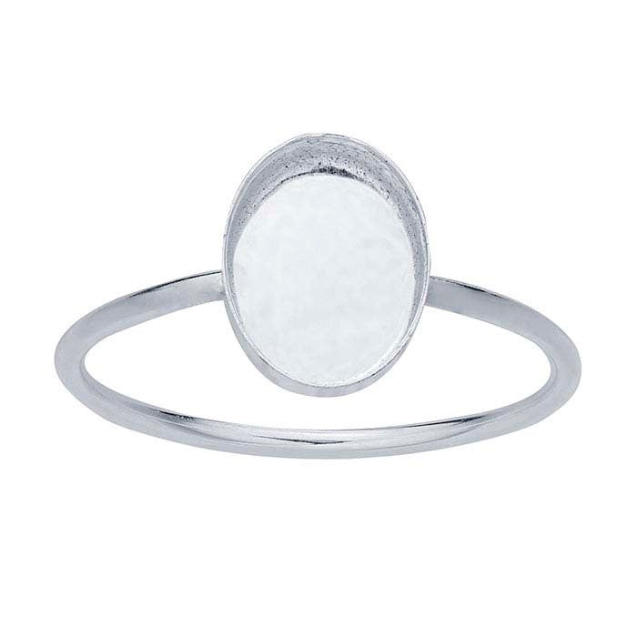 Sterling Silver 6x4-10x8 mm Oval Cabochon Ring Mounting, blank Cab (Cabochon) setting Size 5-8