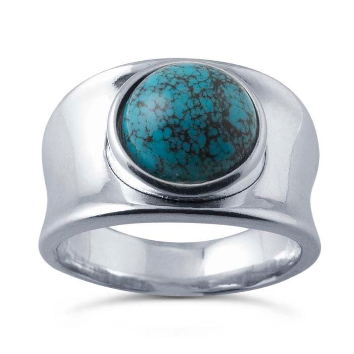 Sterling Silver Concave Band 10mm Round Cabochon Ring Mounting, blank Cab (Cabochon) setting Size 5 to 10