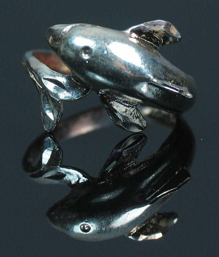 Sterling Silver Dolphin Ring shank setting Ring Size 5, 6, 7, or 8, 263-318
