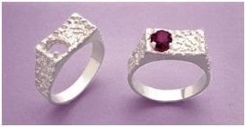 Sterling Silver or 10kt Gold Gents 7x5mm Oval Nugget Pre-Notched Blank Mens Ring Size 9,-11, setting 163-298/143-298