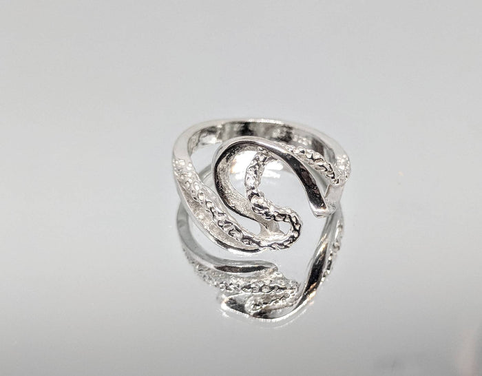 Sterling Silver or 14kt Gold Freeform Textured Ring Shank Size 7 setting DYI Jewelry,  Fashion Ring 168-076/148-076