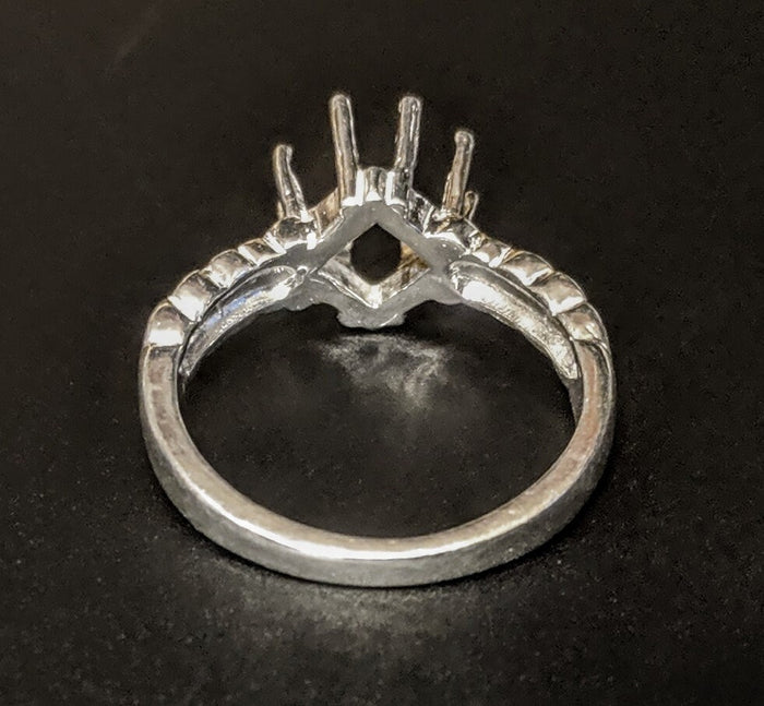 Sterling Silver or Solid 14kt Gold 8mm Square Princess 8 Prong Pre-Notched Blank Ring Size 8 shank setting 163-881/143-881