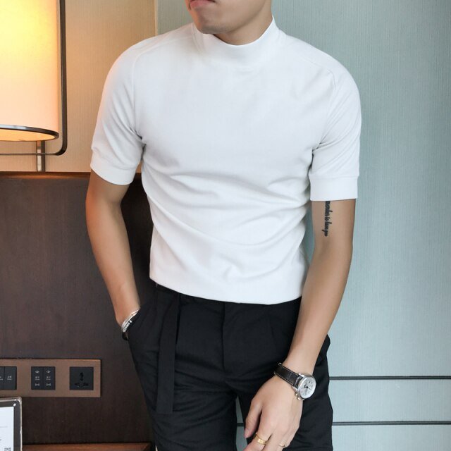 Streetwear Turtleneck T-Shirt - AntoniosClothing - white