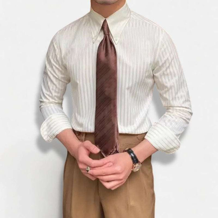 Striped spring gentleman english shirt - AntoniosClothing - Black