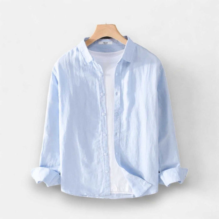 Summer casual long-sleeve shirt - AntoniosClothing - Sky blue