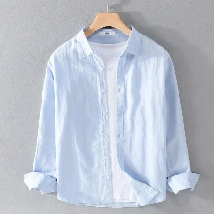 Summer casual long-sleeve shirt - AntoniosClothing - Sky blue