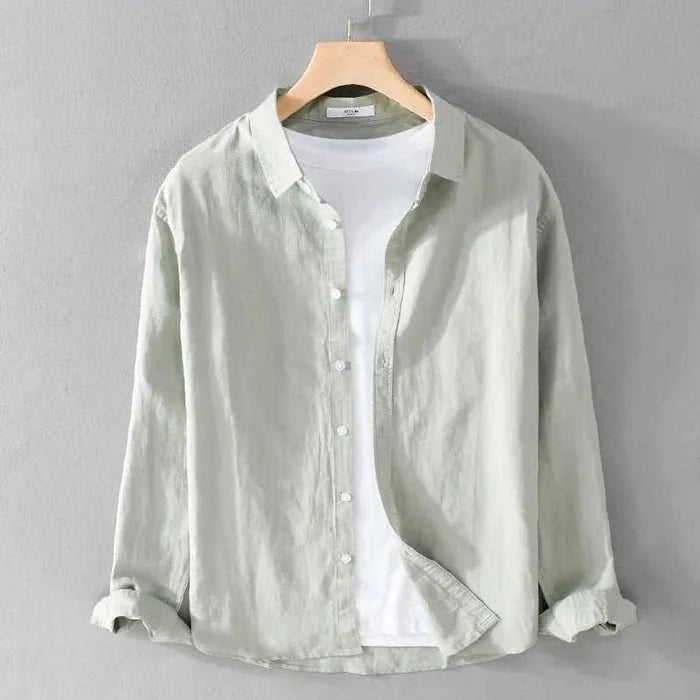 Summer casual long-sleeve shirt - AntoniosClothing - Sky blue