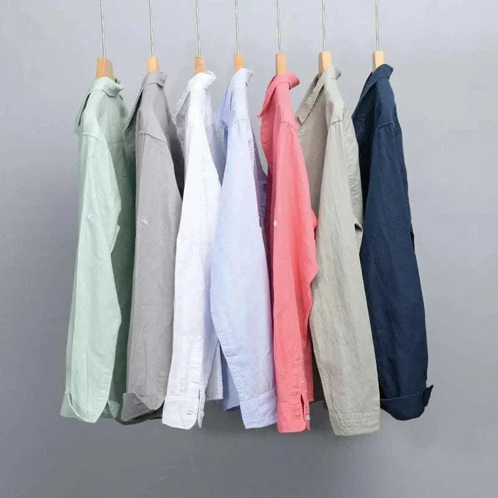Summer casual long-sleeve shirt - AntoniosClothing - Sky blue