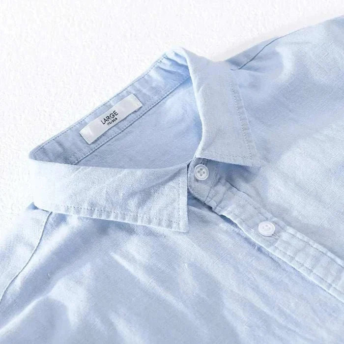 Summer casual long-sleeve shirt - AntoniosClothing - Sky blue