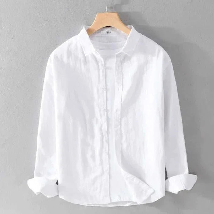 Summer casual long-sleeve shirt - AntoniosClothing - White