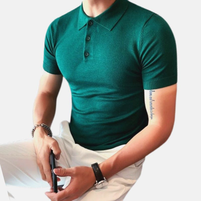 Summer Cotton Short-Sleeve Polo T-Shirt - AntoniosClothing - Dark green