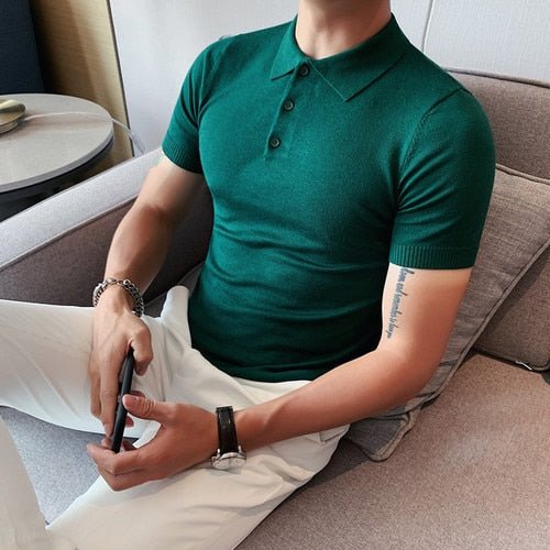 Summer Cotton Short-Sleeve Polo T-Shirt - AntoniosClothing - Dark green