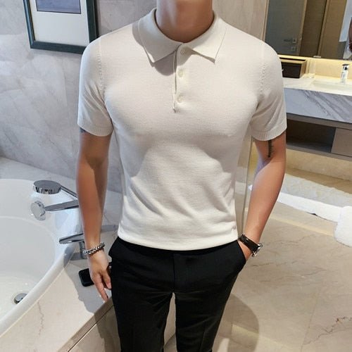 Summer Cotton Short-Sleeve Polo T-Shirt - AntoniosClothing - White