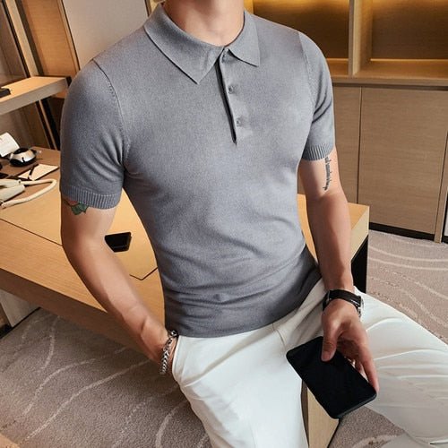 Summer Cotton Short-Sleeve Polo T-Shirt - AntoniosClothing - Gray