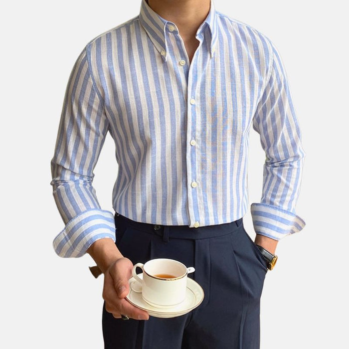 Summer Formal Striped Shirt - AntoniosClothing - Blue