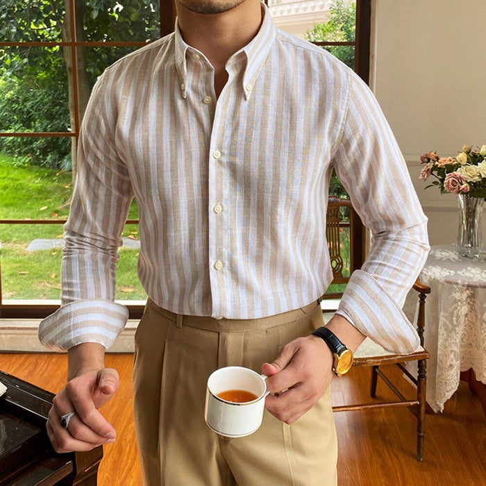 Summer Formal Striped Shirt - AntoniosClothing - Yellow