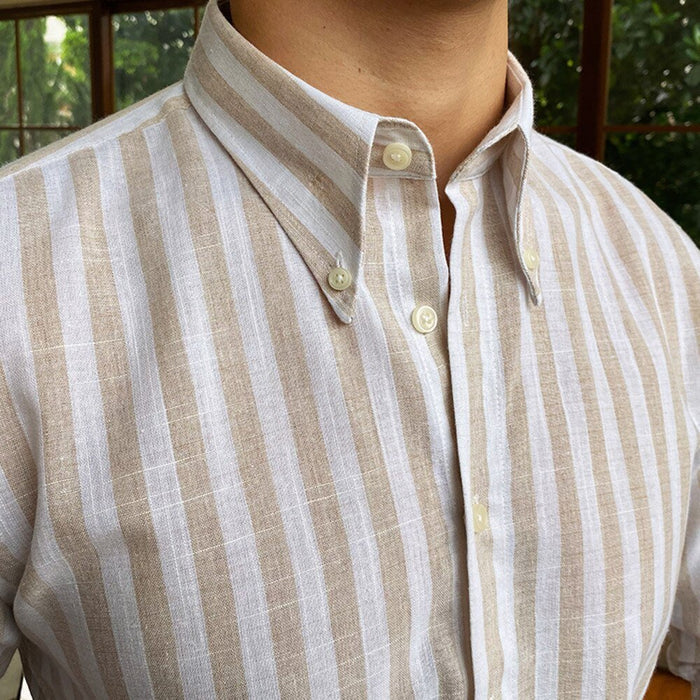 Summer Formal Striped Shirt - AntoniosClothing - Yellow