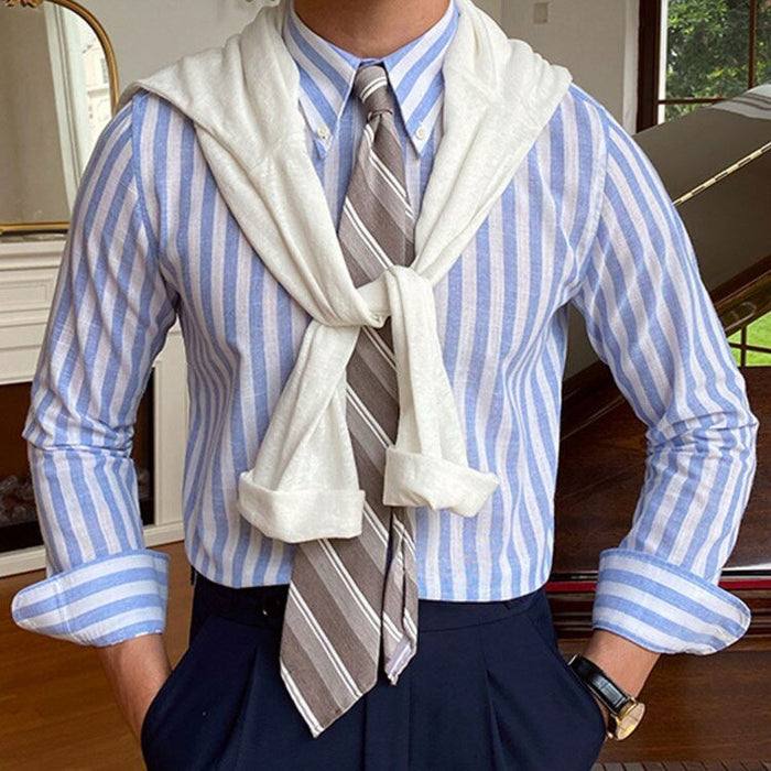 Summer Formal Striped Shirt - AntoniosClothing - Yellow