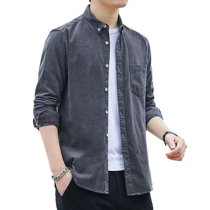 Summer loose style long-sleeve shirt - AntoniosClothing - Light gray
