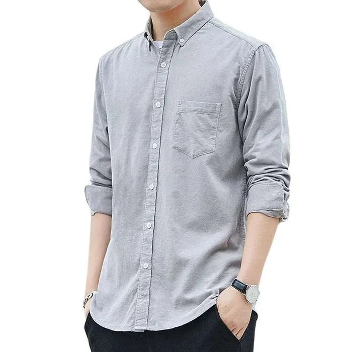 Summer loose style long-sleeve shirt - AntoniosClothing - Light gray