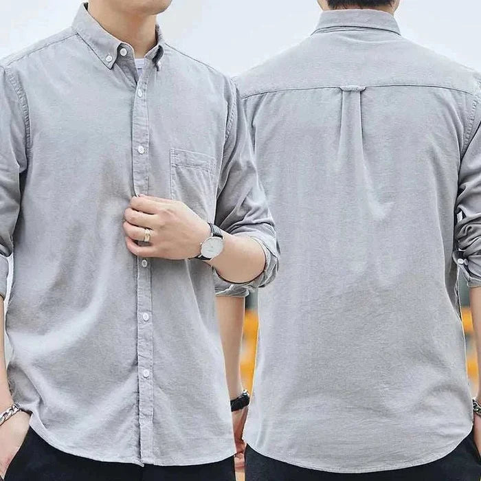 Summer loose style long-sleeve shirt - AntoniosClothing - Light gray