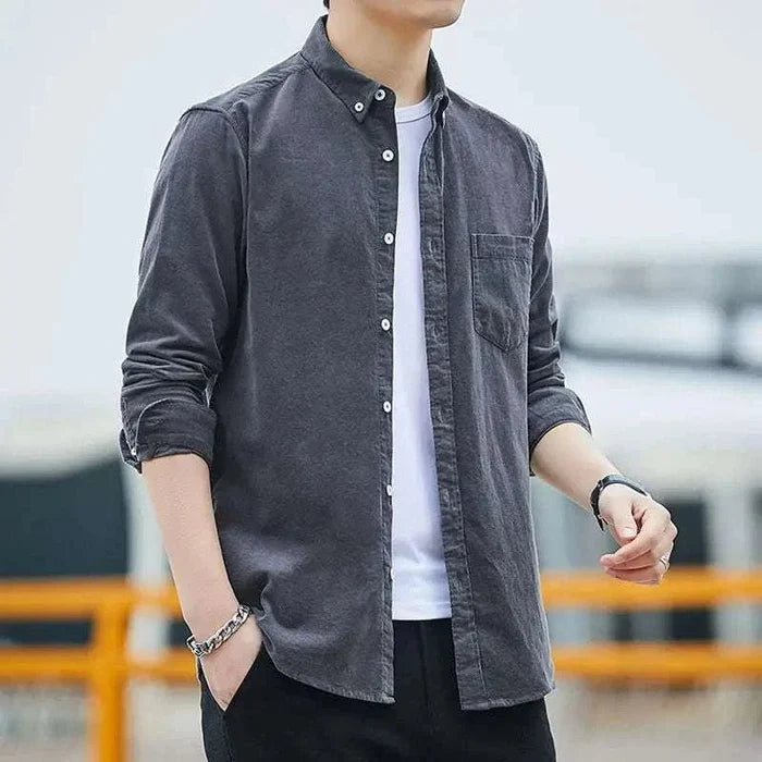 Summer loose style long-sleeve shirt - AntoniosClothing - Dark gray