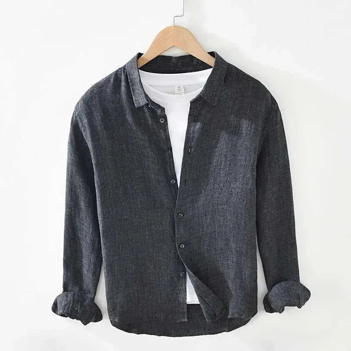 Summer pure linen shirt - AntoniosClothing - Black