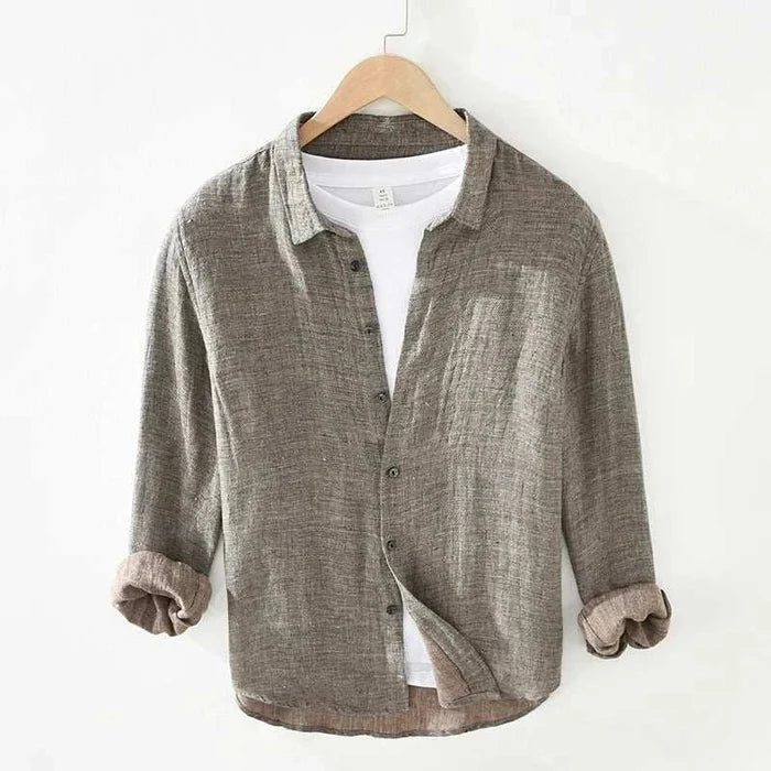 Summer pure linen shirt - AntoniosClothing - Gray