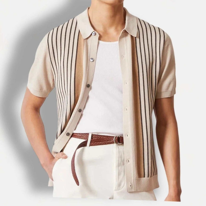 Summer retro short sleeve shirt - AntoniosClothing - Apricot