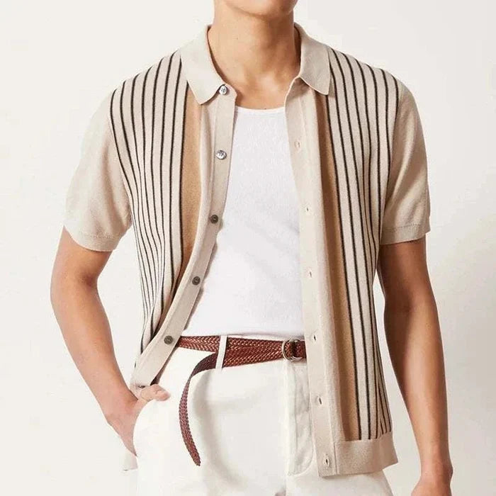 Summer retro short sleeve shirt - AntoniosClothing - Apricot
