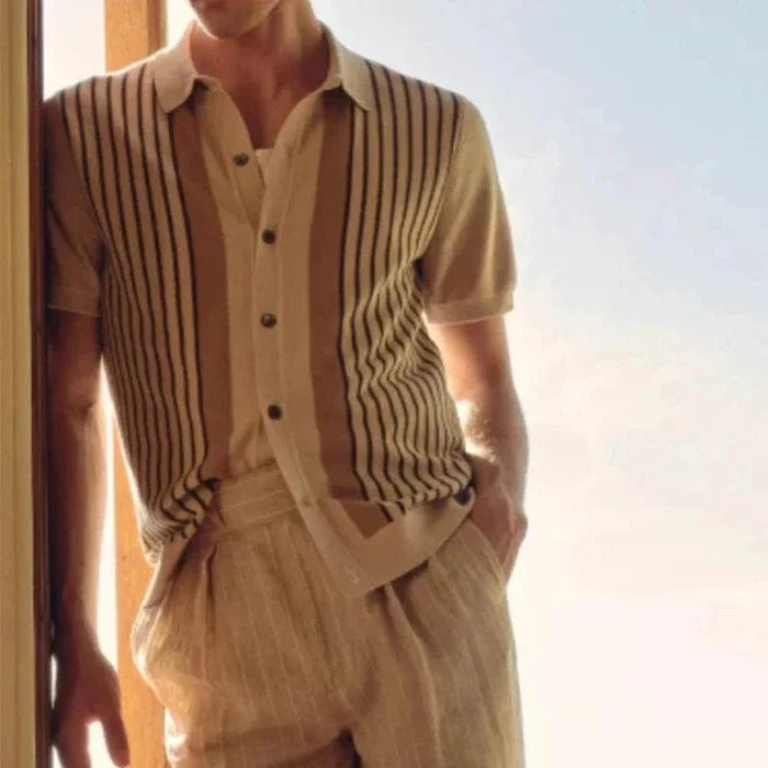 Summer retro short sleeve shirt - AntoniosClothing - Apricot