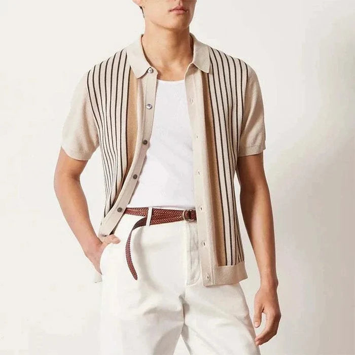 Summer retro short sleeve shirt - AntoniosClothing - Apricot