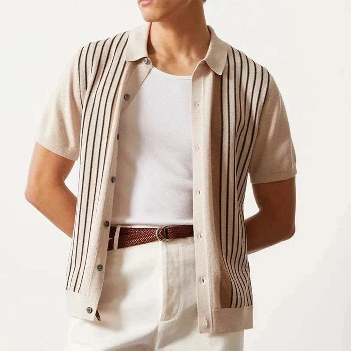 Summer retro short sleeve shirt - AntoniosClothing - Apricot