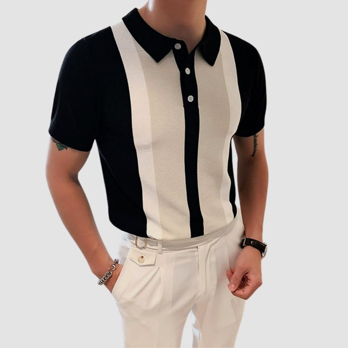 Summer Striped Polo Shirt - AntoniosClothing - Black