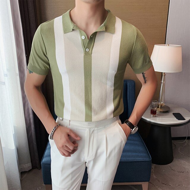 Summer Striped Polo Shirt - AntoniosClothing - Green