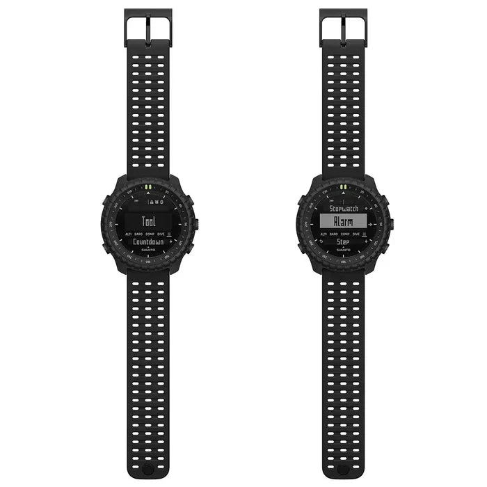 Black Suunto Core 2 watch with digital interface, rubber strap, and multiple function screens, SKU: JB1636
