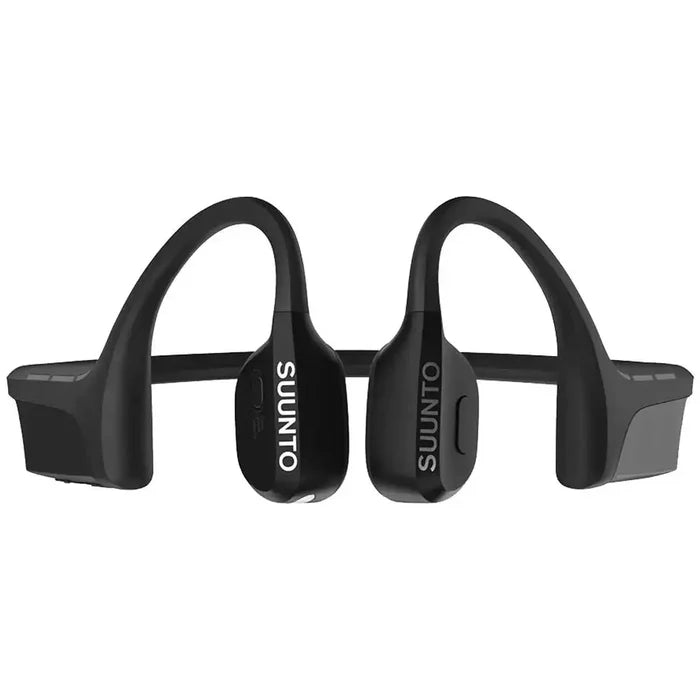 Suunto Wing Open Ear Bluetooth Headphones in black, offering a sleek and modern design with bone conduction technology for clear audio. Black from  John Bull Clothing