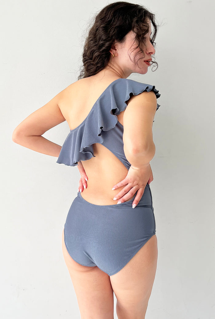 Swimwear Flare Onepiece | Blue Gray