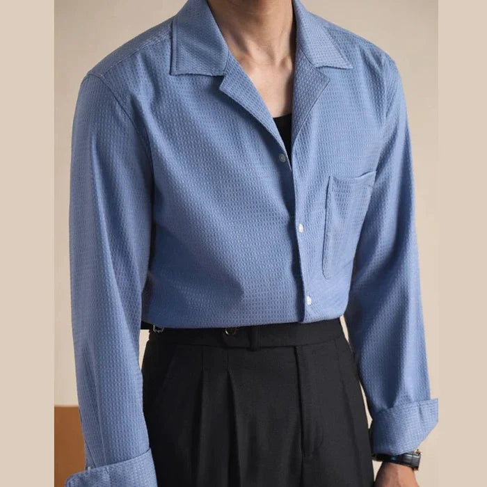 Tailored collar old money shirt - AntoniosClothing - Grey