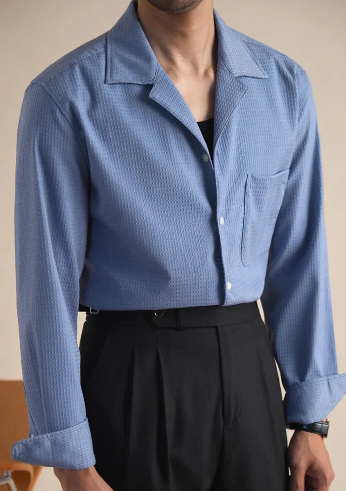 Tailored collar old money shirt - AntoniosClothing - Grey