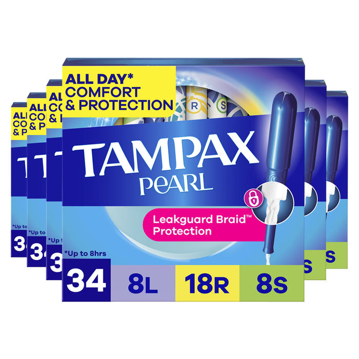 Tampax Pearl Trio Pack Unscented Tampons - 34 Ct - 6 Pack