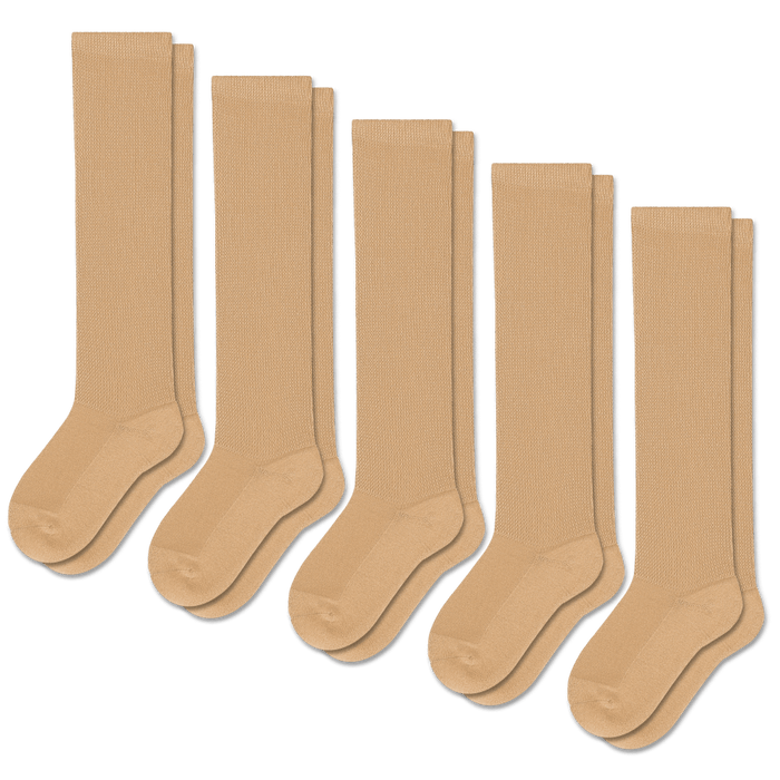 Viasox Tan EasyStretch™ Socks Bundle 5-Pack front view