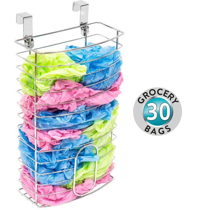 Discover the best tatkraft fun grocery bag holder bag dispenser over the door kitchen storage basket chromed steel